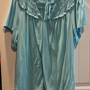 Light Blue Ruffled Blouse